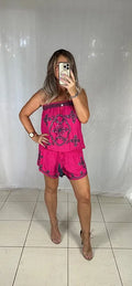 Sequin Playsuit - Hot Pink + Navy